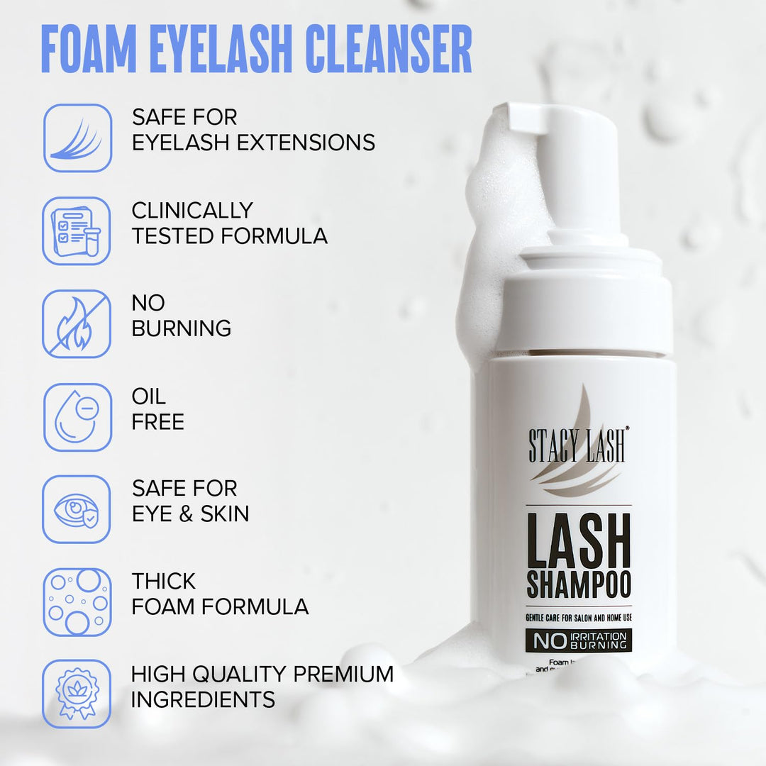 STACY LASH Champú y cepillo para extensión de pestañas \/ 3.38 fl.o...