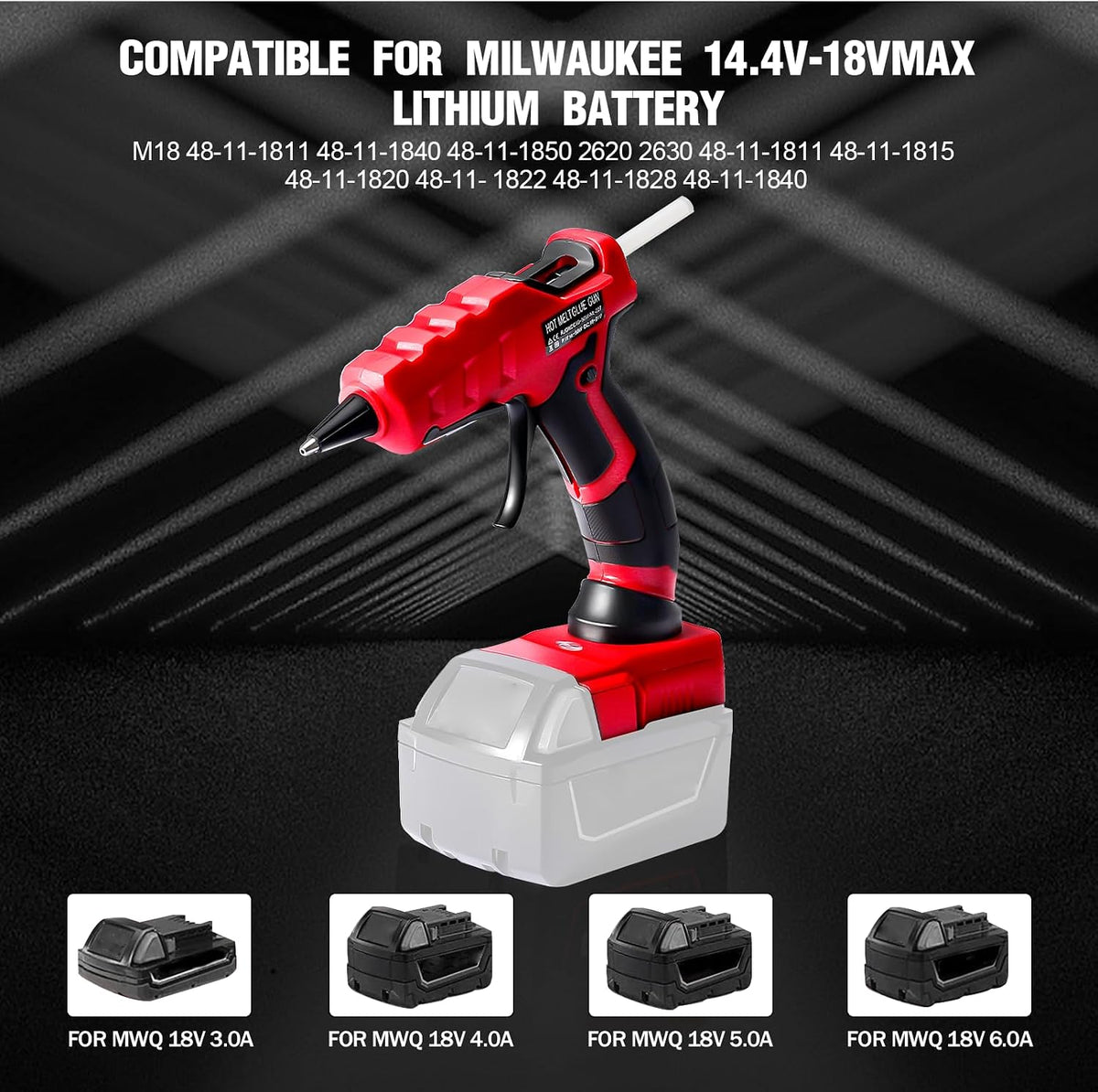 Pistola de pegamento caliente inalámbrica para batería Milwaukee de 18 V, pistola de pegamento termofusible de mano, precalentamiento rápido de 30 segundos, para artes