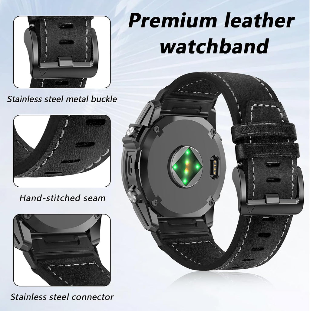 Correa de reloj de cuero Quickfit de 0.866 in para Garmin Fenix 9/8 1.850