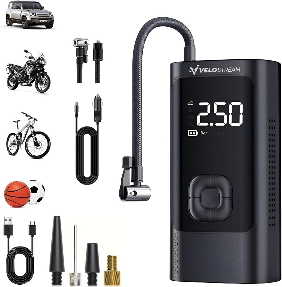 Velostream Compresor de aire portátil para inflador de neumáticos,...
