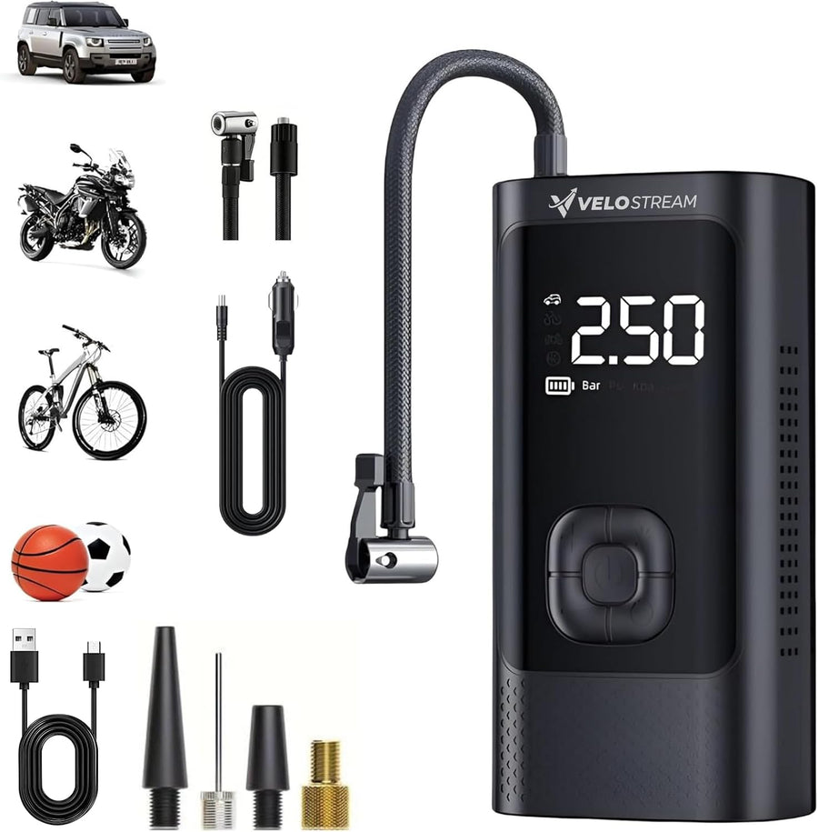 Velostream Compresor de aire portátil para inflador de neumáticos,...