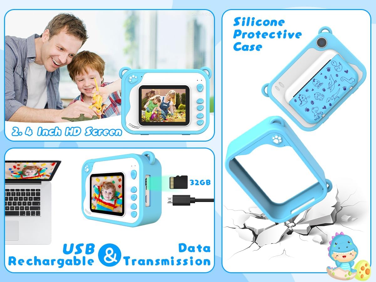 Cámara de impresión instantánea para niños, cámara de impresión