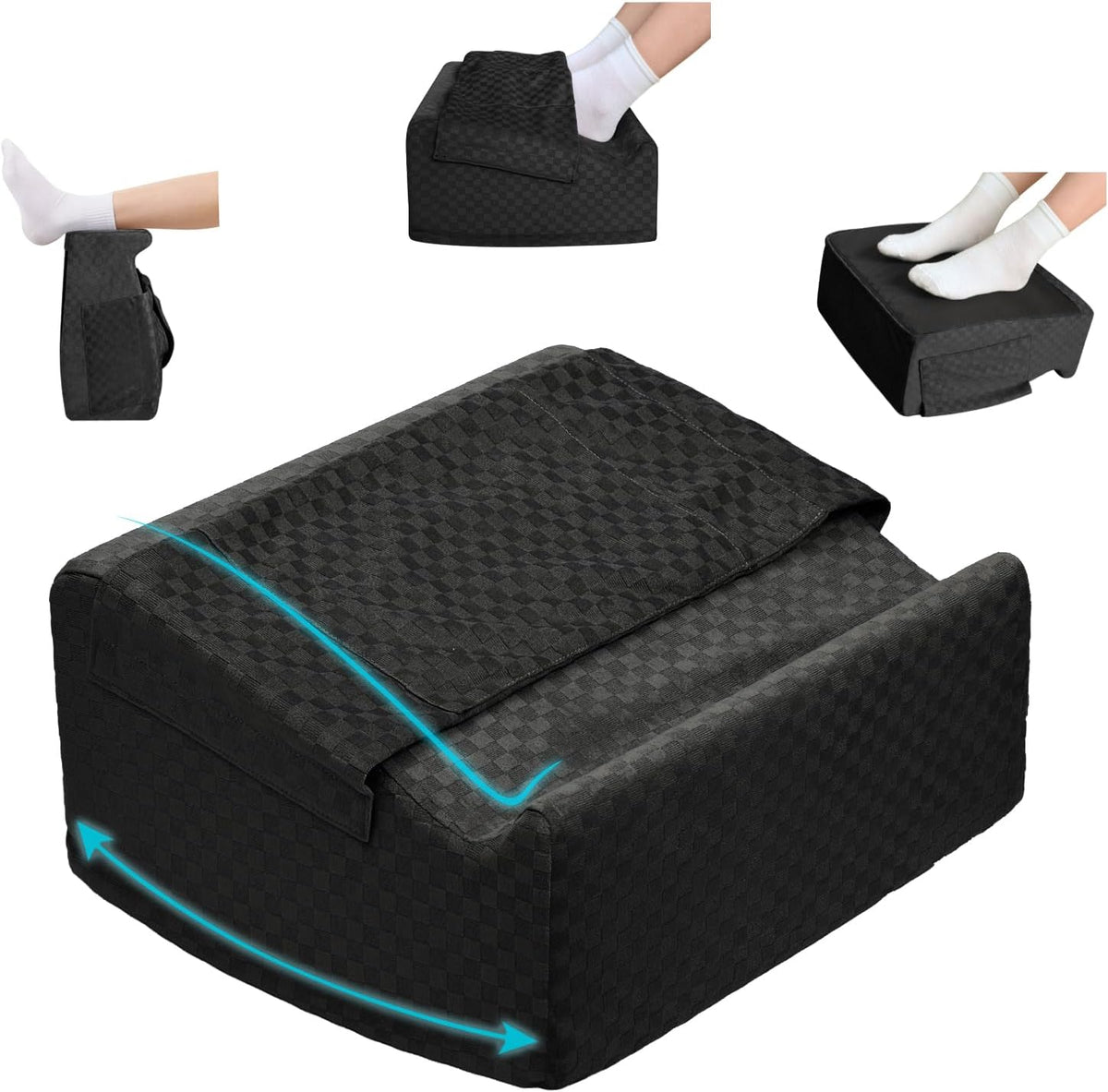 Lámpara Reposapiés debajo del escritorio, inclinación superior de 15°, cubierta de calentamiento de pies almacenable, base mecedora de microarco para ángulo adaptativo, cubierta de terciopelo, base