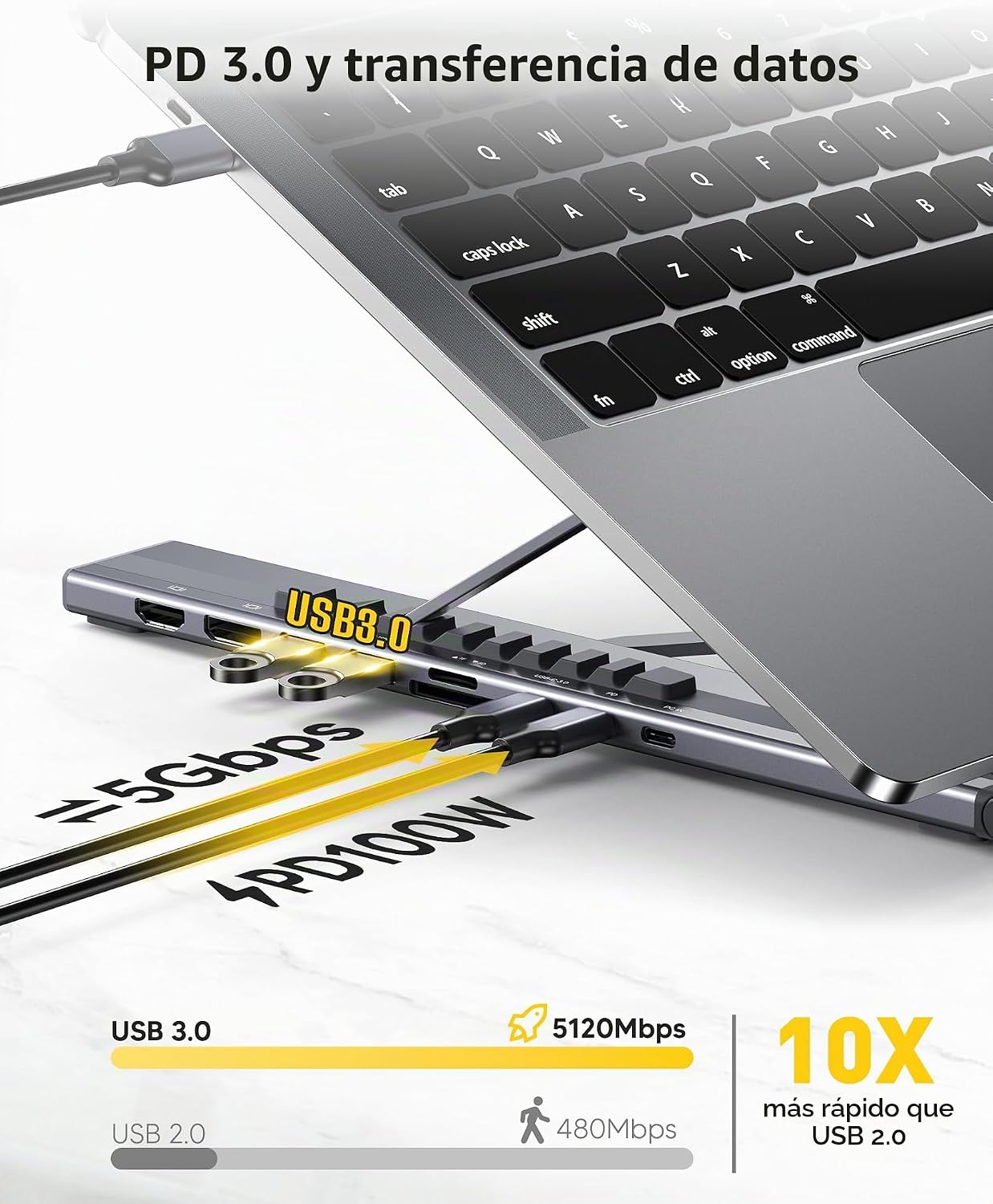 Estación de acoplamiento USB C para laptop con monitor doble, solo...