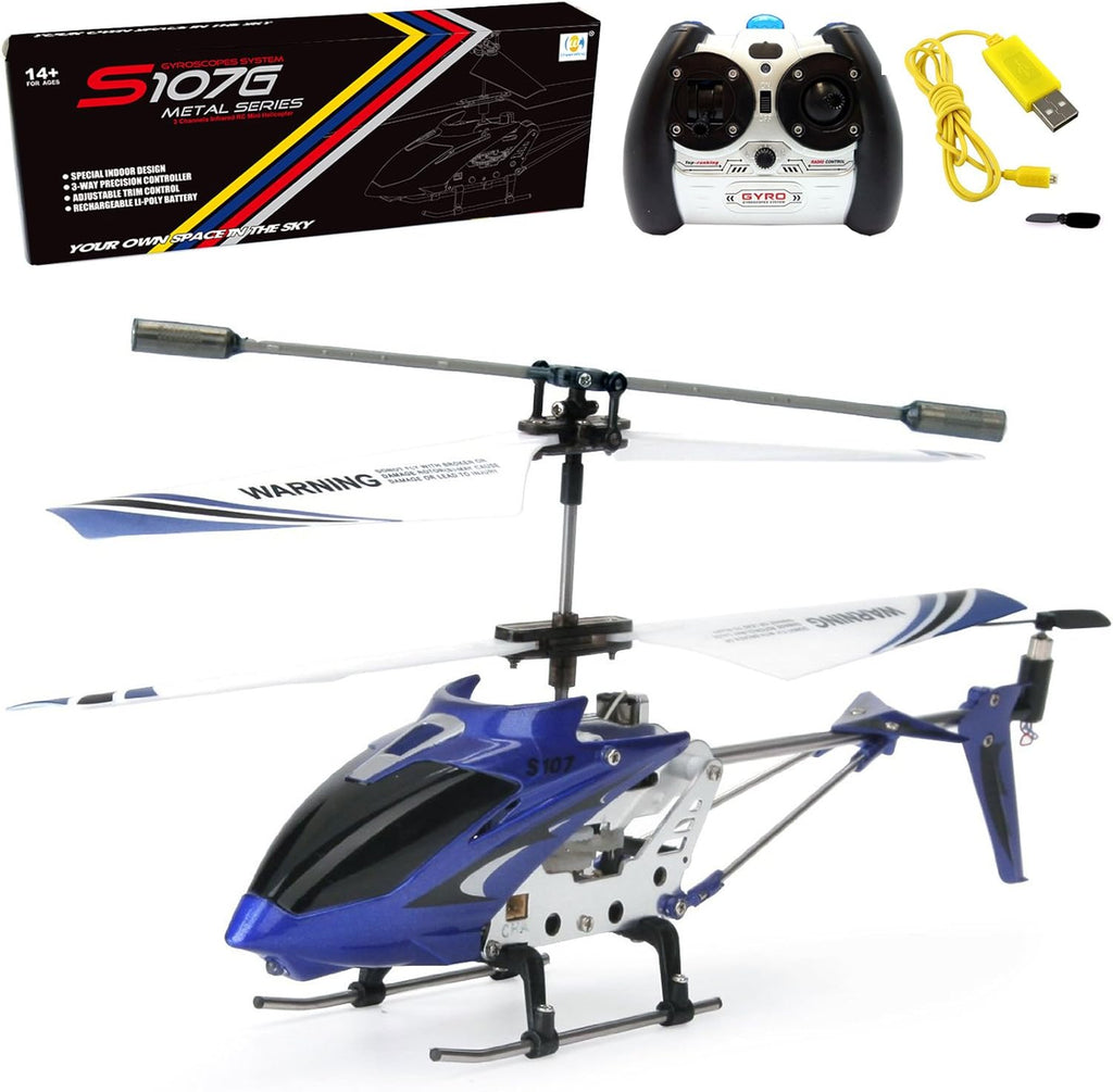 Cheerwing S107/S107G Phantom 3.5 canales, minihelicóptero RC con giroscopio, Azul