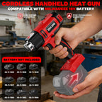 Pistola de calor inalámbrica compatible con batería Milwaukee de 18 V, pistola de soldadura de calentamiento rápido de 350 W con luz LED, temperatura variable de 122 ℉ a 1022 ℉ con 5 boquillas