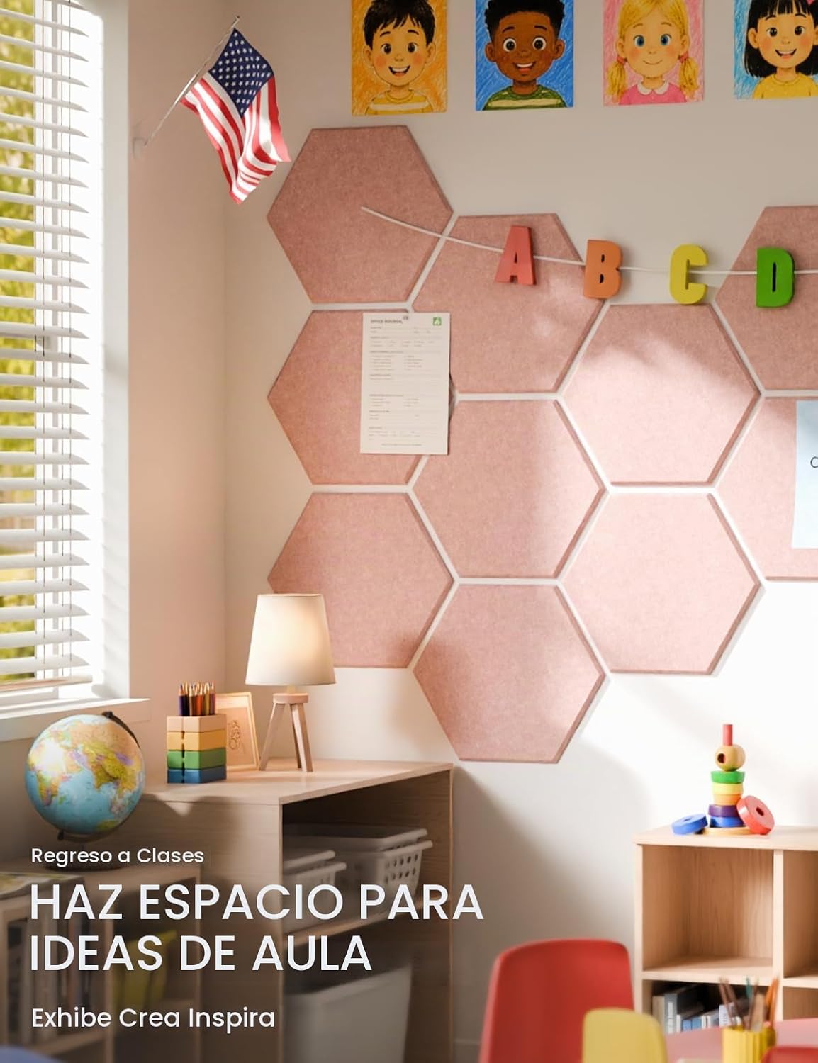 Paquete de 12 azulejos hexagonales de fieltro para tablón de