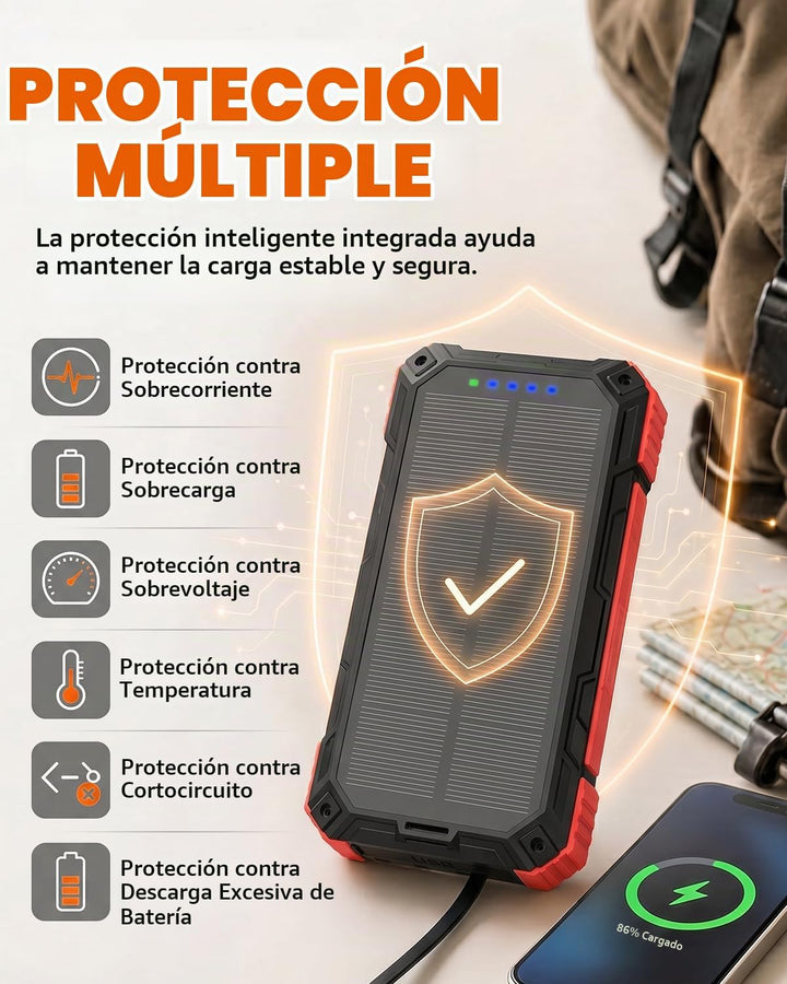 Cargador solar Banco de energía - 49800mAh QC3.0 Cargador portátil...