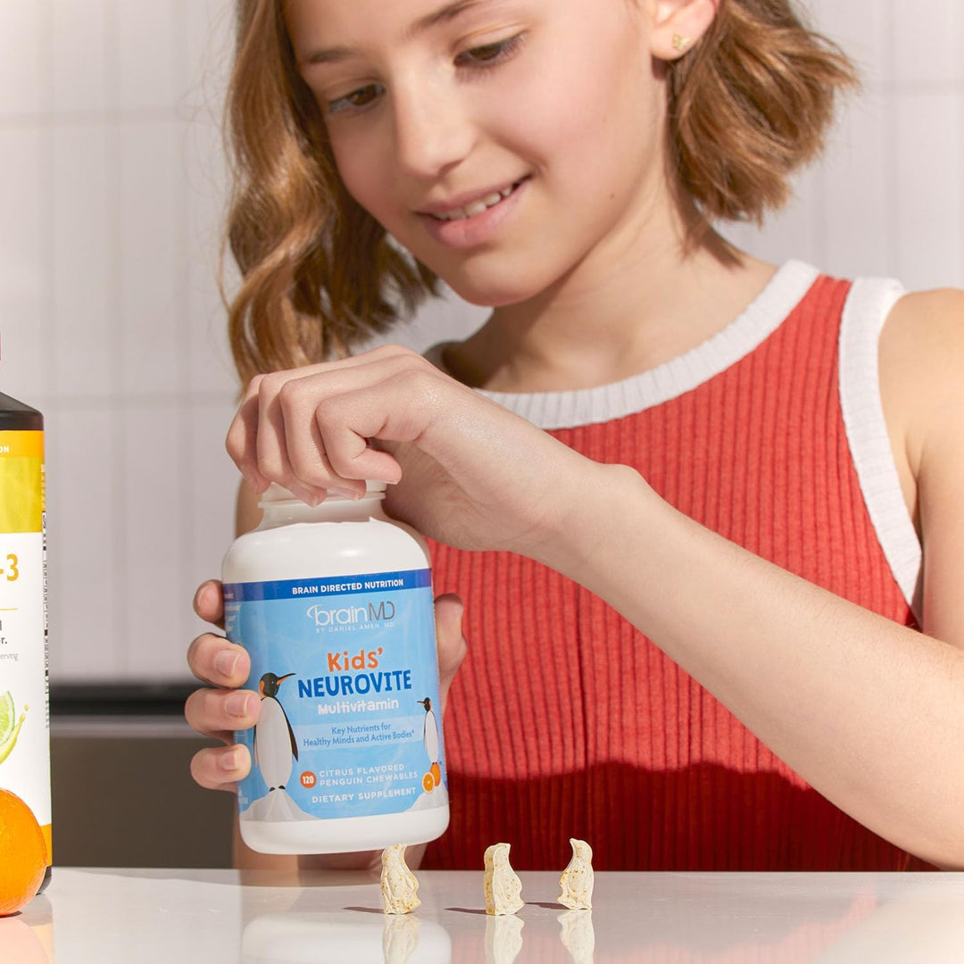 BRAINMD Dr Amen Kids NeuroVite - Sabor naranja - 120 masticables en...