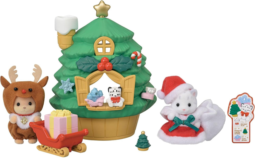 Sylvanian Families - 5822 Casa del árbol de Navidad de Papá Noel bebé - Juegos de casa de muñecas
