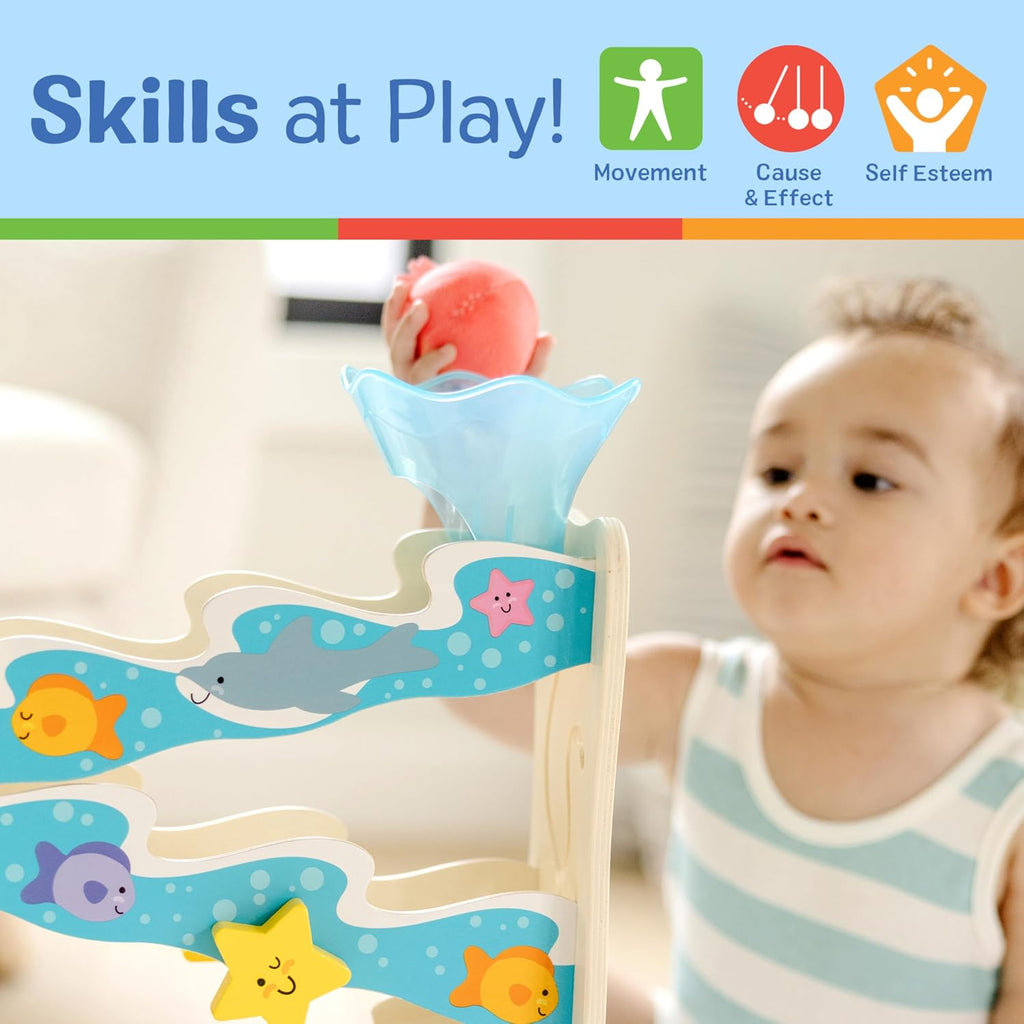 Melissa & Doug Rollables Wooden Ocean Slide Infant & Toddler Toy