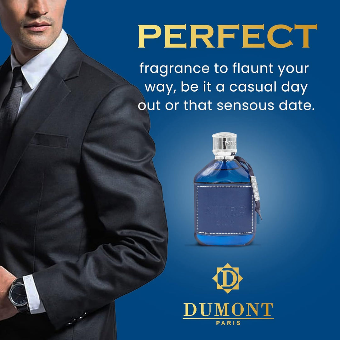 Dumont Nitro Blue Eau De Parfum para hombres de 3.4 onzas líquidas...