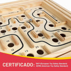 Juego de laberinto de madera, juego de mesa de laberinto de inclinación de bola de mármol, juego de equilibrio de mesa y juguete para niños y adultos