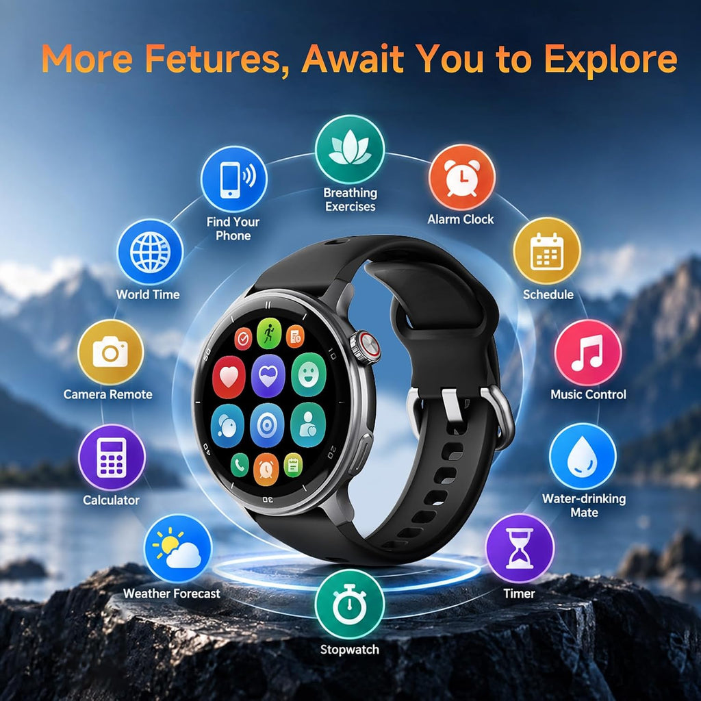 Reloj inteligente R5G Plus con GPS, llamadas Bluetooth, diseño impermeable, caras personalizadas, más de 110 modos deportivos, seguimiento diario de la salud, información del sueño, brújula, barómetro