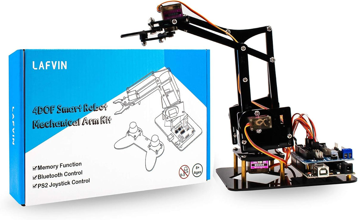 LAFVIN 4DOF - Kit de garra mecánica de acrílico para brazo compatible con Arduino IDE DIY Robot con CD Tutorial