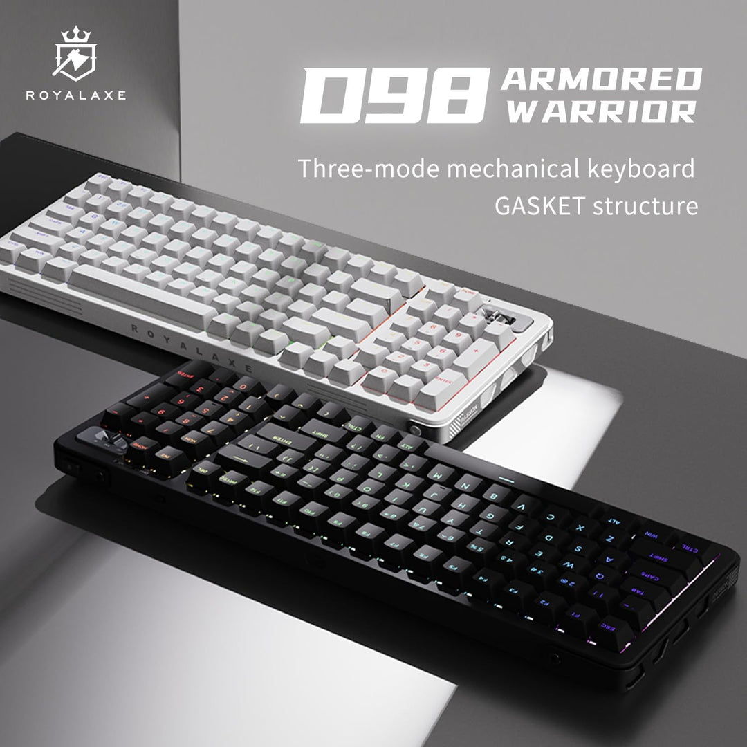 ROYALAXE - Teclado mecánico inalámbrico D98, BT\/2.4G\/USB-C Tri-Mo...