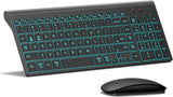 Combo de teclado y mouse inalámbricos retroiluminados ultra delgado...
