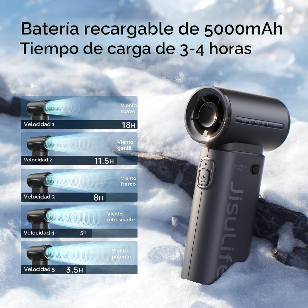 JISULIFE Ventilador de mano portátil Life9, aire de alta velocidad...
