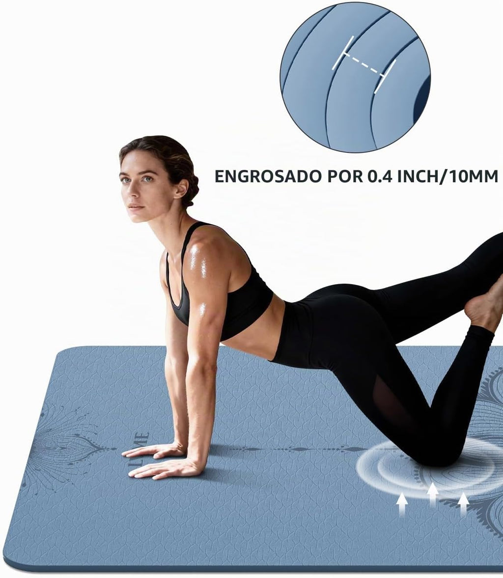 Esterilla de yoga grande (75.5 x 47.6 x 0.4 pulgadas) extra ancha y gruesa de 0.394 in
