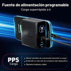 Cargador inteligente LED Wozoyo GaN de 70 W, carga 2XType-C y USB-A Superfast 2.0, compatible con iPhone 17/16/16 Pro Max/15 Series/iPad Pro, teléfonos inteligentes, tabletas y más, PD/PPS/QC 3.0