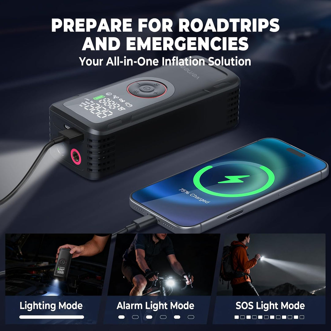 Vernee VP10PRO - Inflador de neumáticos, compresor de aire portátil...