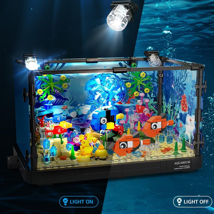 HOGOKIDS Juego de construcción de pecera con luz LED