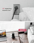 Regleta de alimentación de 6.5 pies, torre de regleta de alimentación con 4 puertos USB (2USB C), cable de extensión con 12 tomas de corriente alterna múltiples, suministros de oficina en casa