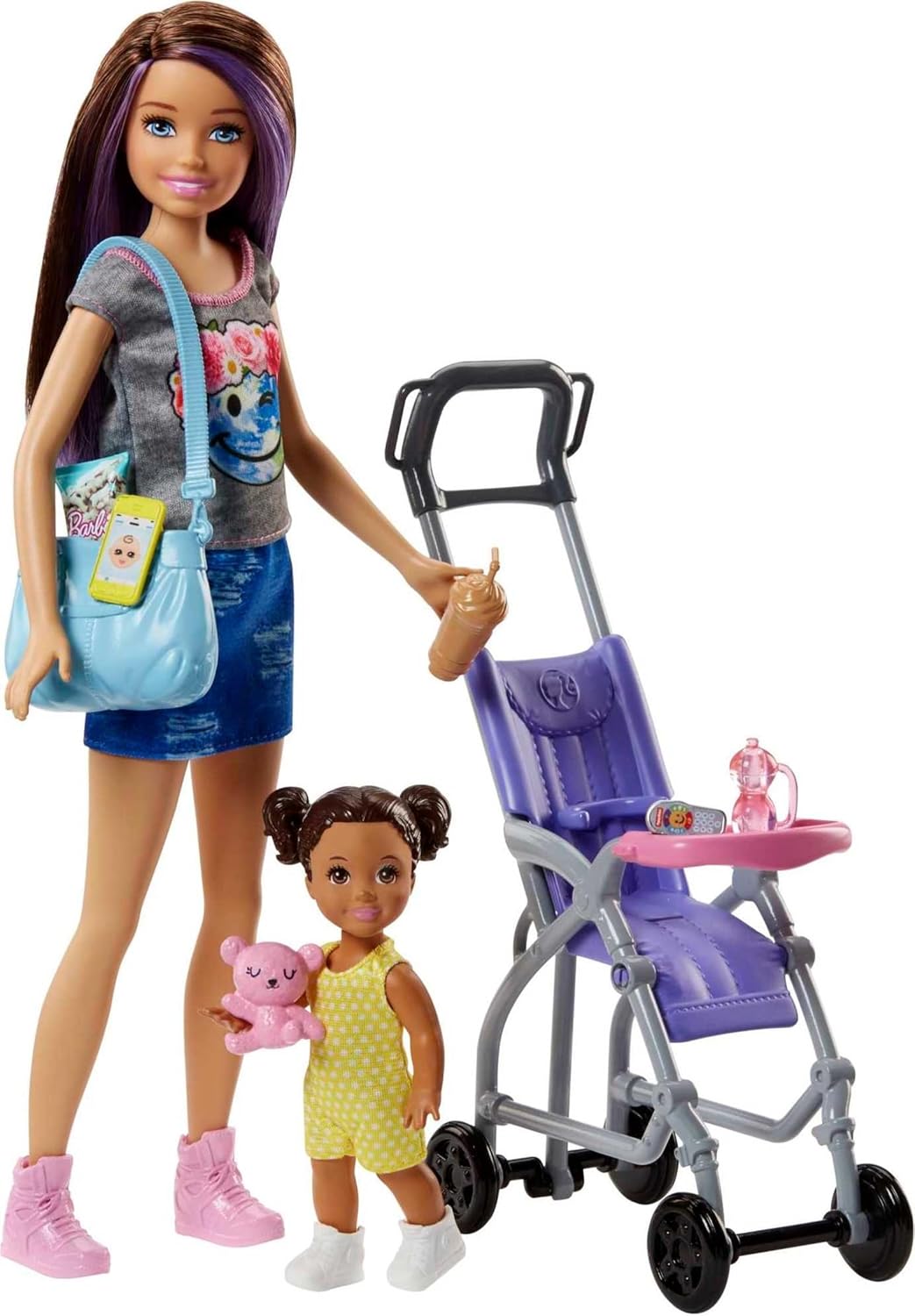 Barbie - Set de juegos de niñera con muñeca Skipper, muñeco bebé, c...