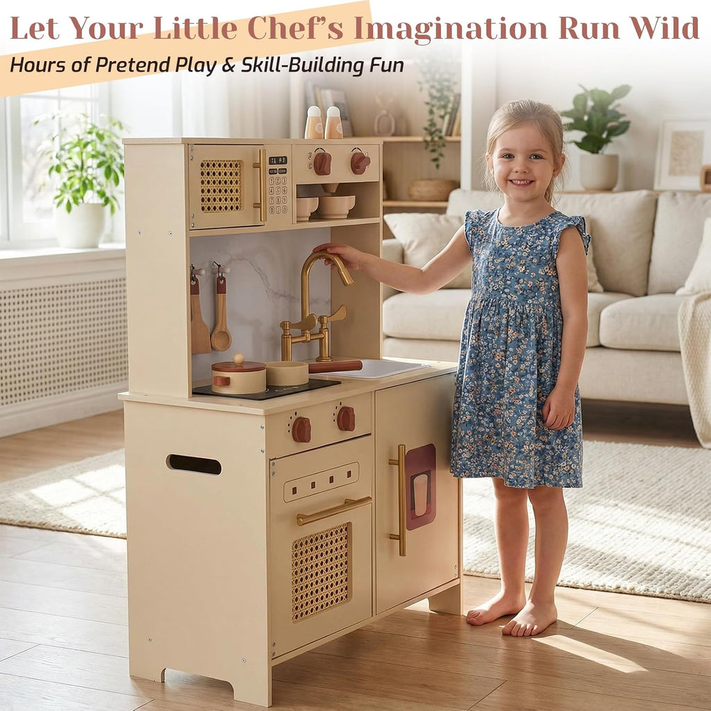 Juego de cocina de madera para niños de 3 años, juego de
