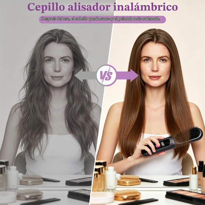 Cepillo alisador de pelo inalámbrico, 4 en 1, húmedo\/seco, iónico,...