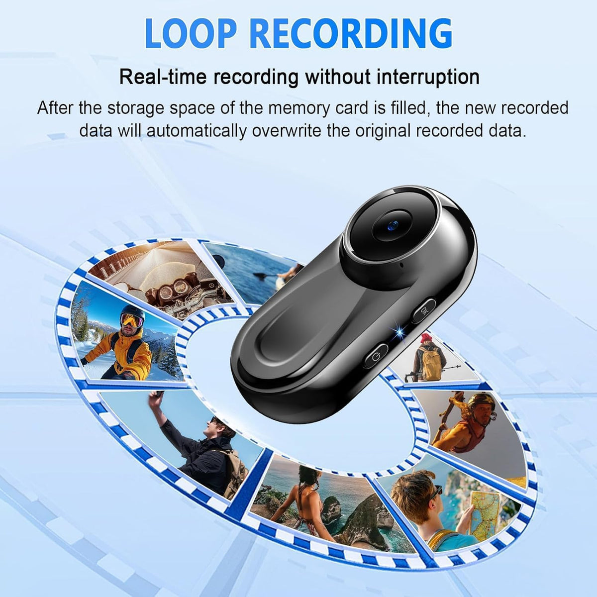 Mini cámara corporal 1080P, 512G pulgar Vlogging Cam grabación manos libres, cámara de acción con clip de rotación de 360° y clip magnético, grabadora de video portátil para viajar/motocicleta