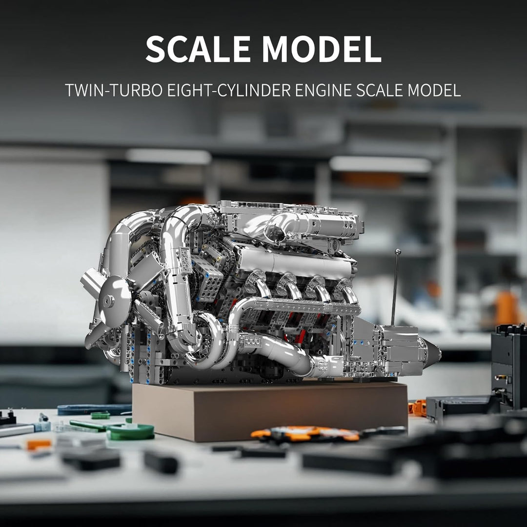 Mould King V8 Kit de modelo de motor doble turbo que
