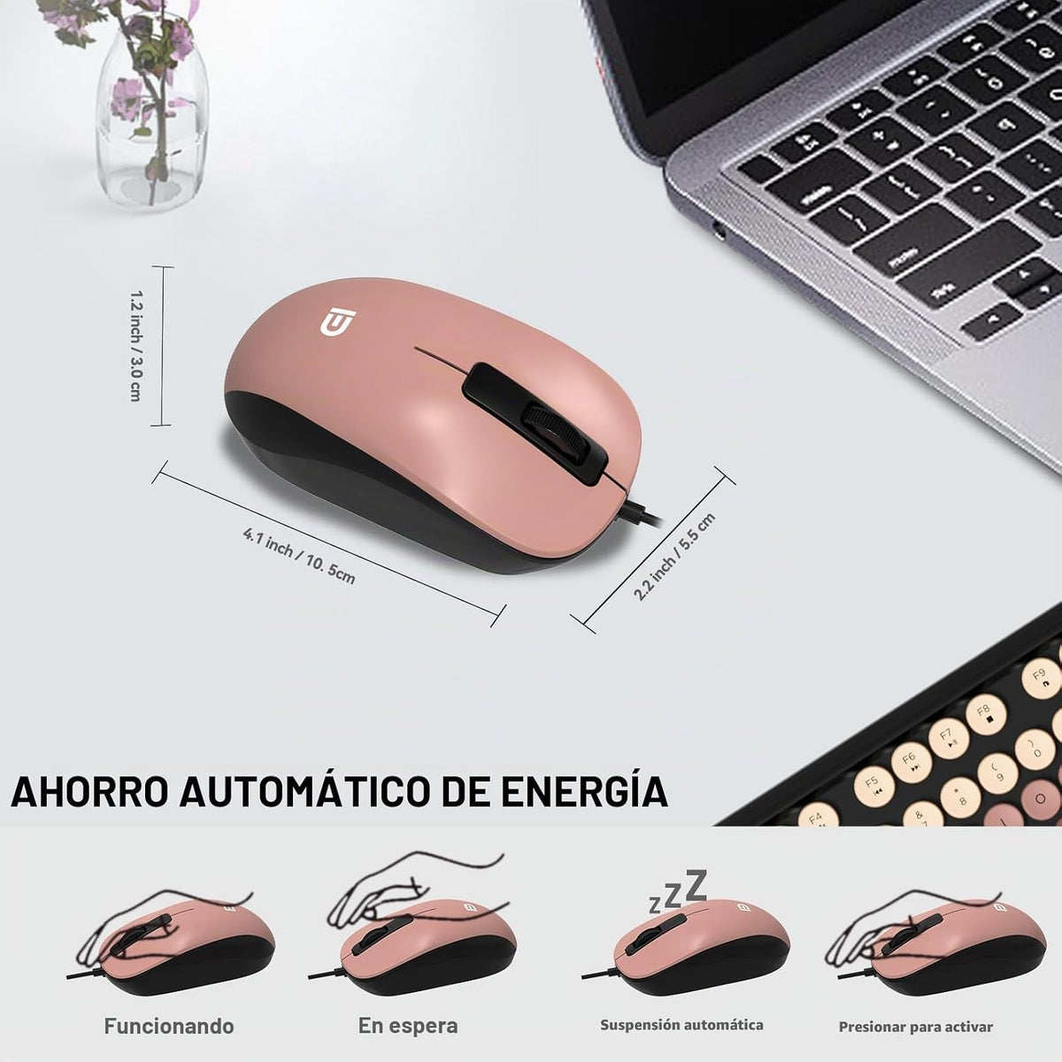 Combo de teclado y mouse con cable para Windows, teclado USB Plug a...