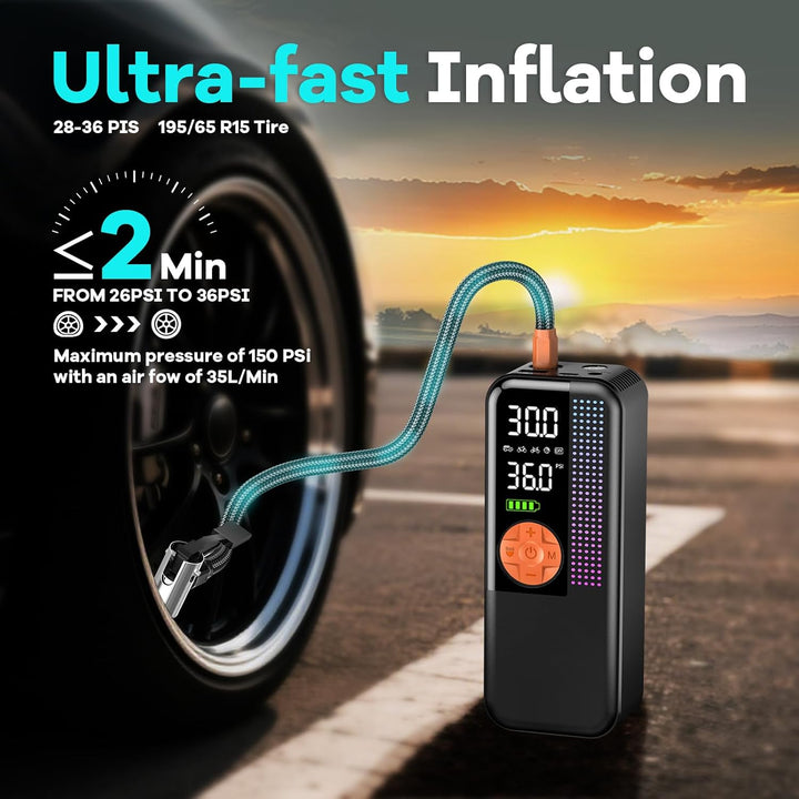 Inflador de Neumáticos Portátil Compresor de Aire, Bomba de Aire In...