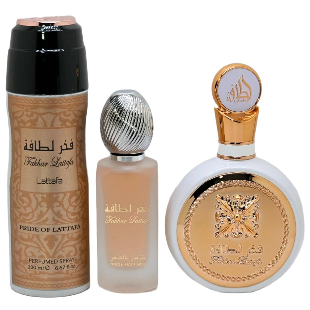 Lattafa Fakhar para Mujeres Juego de 3 Piezas (3.4 Oz Eau de Parfum...