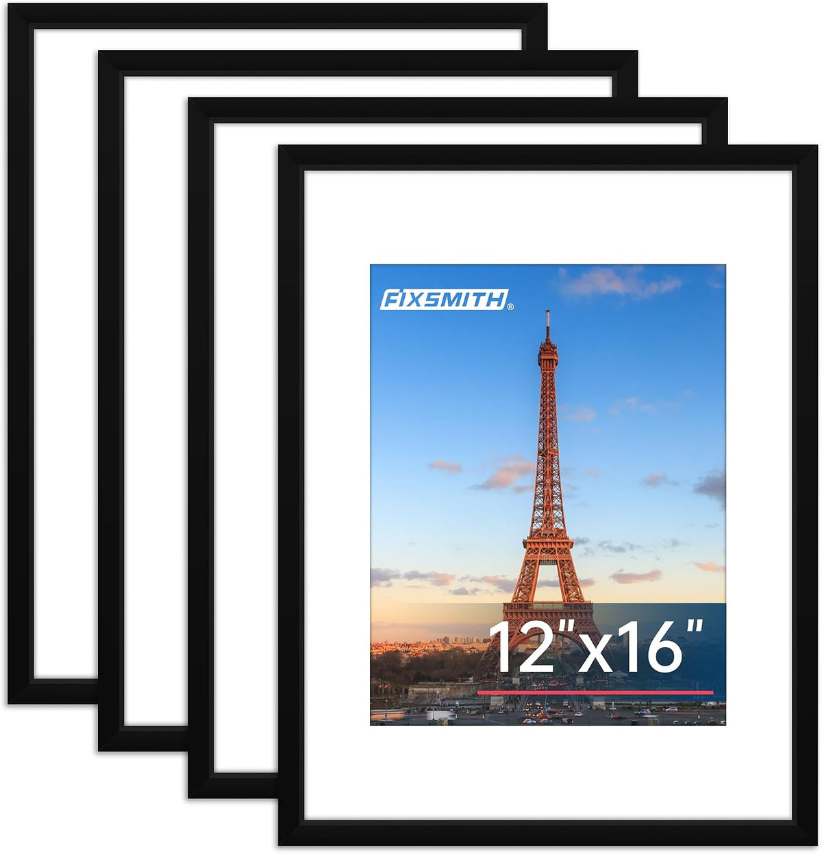 Juego de 4 portarretratos de 12 x 16 pulgadas, portarretratos con plexiglás HD, para exhibir imágenes de 8.5 x 11 pulgadas con paspartú o de 11 x 17 pulgadas sin paspartú