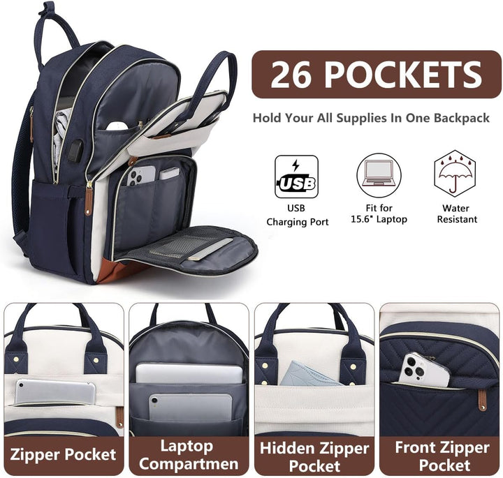 Mochila para laptop para mujer, se adapta a bolsa de laptop de 15.6...