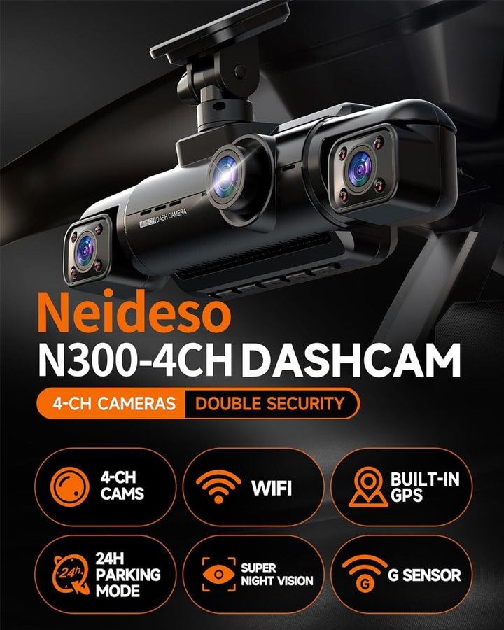Neideso Cámara de tablero de 360° frontal y trasera en el