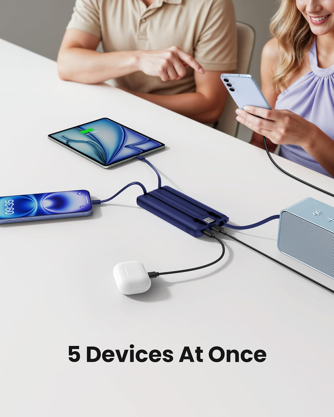Coowisty Cargador portátil con cables integrados, banco de energía...