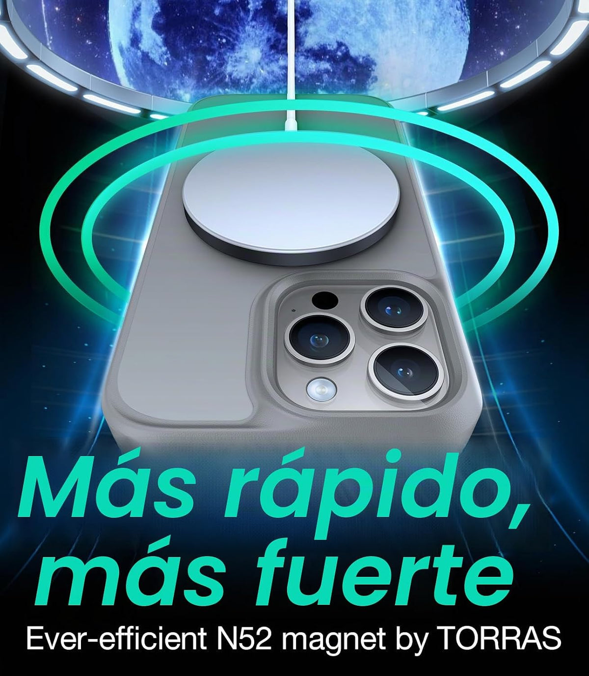 TORRAS Funda magnética a prueba de golpes para iPhone 15 Pro, grado mil