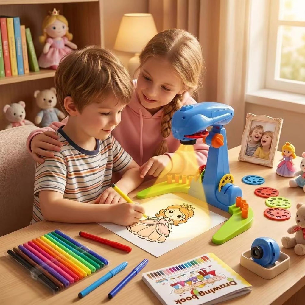 LEERFEI Juego para Niños Proyector de Dibujo Ajustable y Set de Bocetos