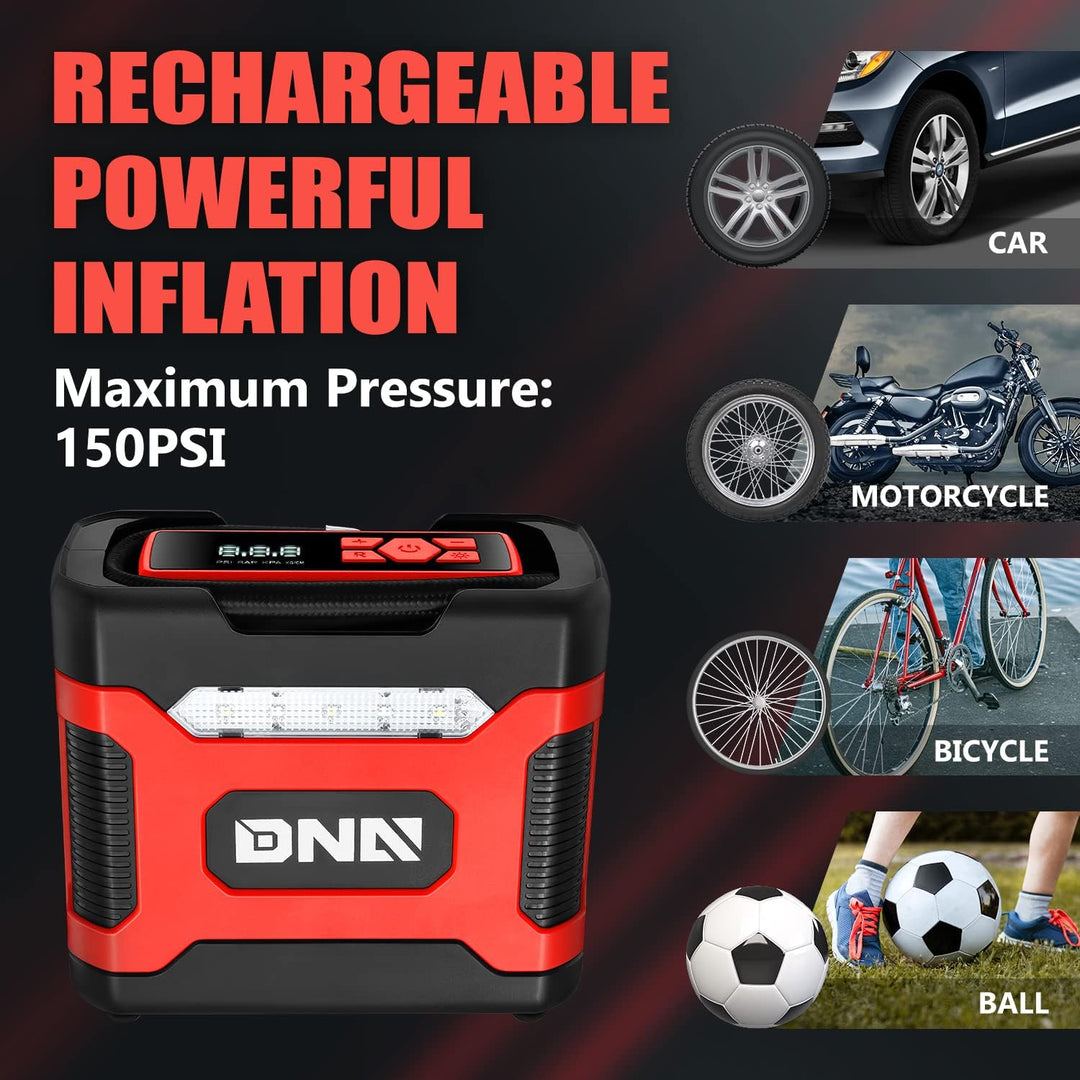 DNA Motoring TOOLS-00210 Inflador de neumáticos digital rojo de 12V...