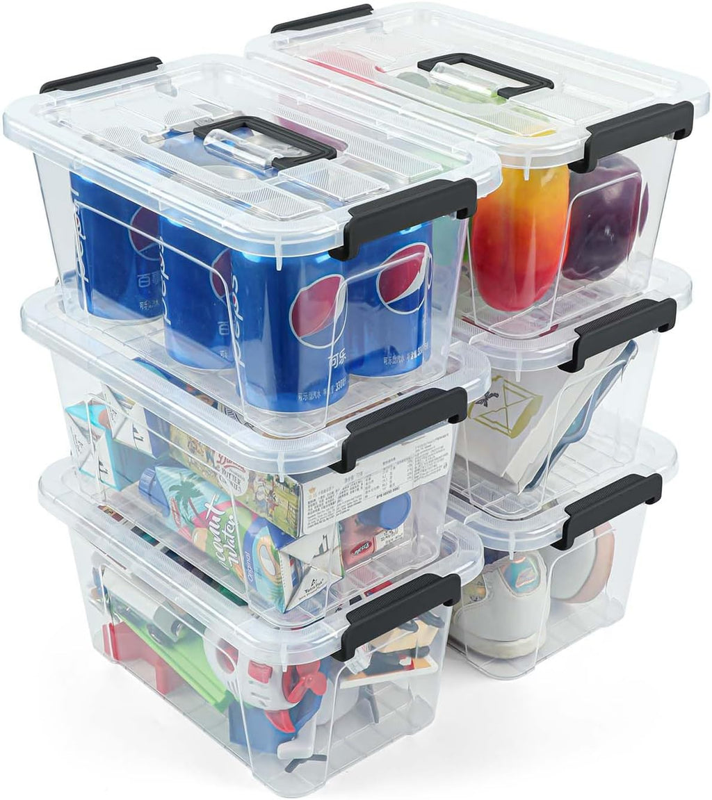 Cajas de Almacenamiento Plásticas Transparentes de 7 Qt con Tapas, Diseño Transparente, Paquete de 6