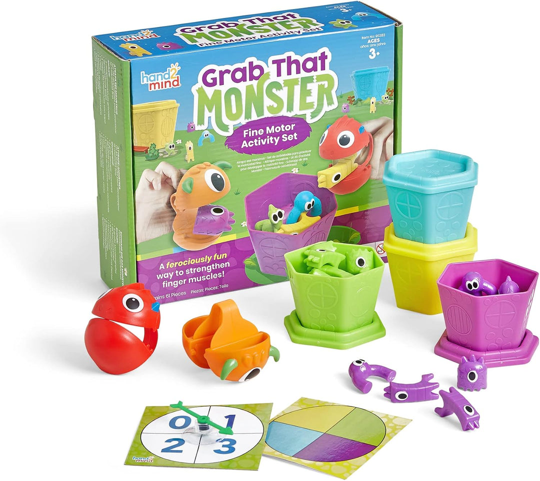 Hand2Mind Grab That Monster Conjunto de Actividades de Motricidad F...
