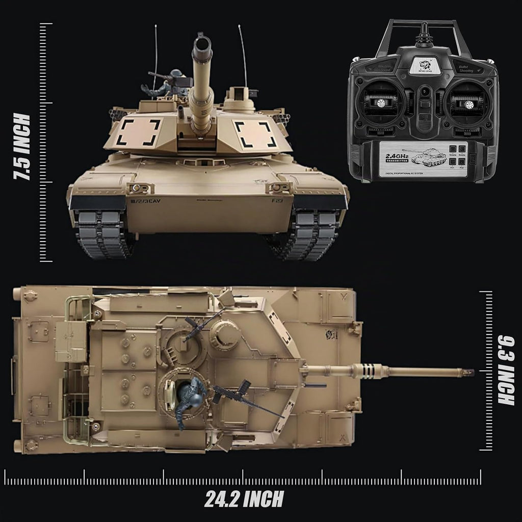 BESTYMXY Tanque RC US M1A2 Abrams Army, HengLong 1:16 2.4GHz Vehículo tanque de control remoto con sonido y luz para mayores de 14 años