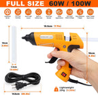 Pistola de pegamento caliente de tamaño completo 60W/100W de uso pesado con 21 barras de