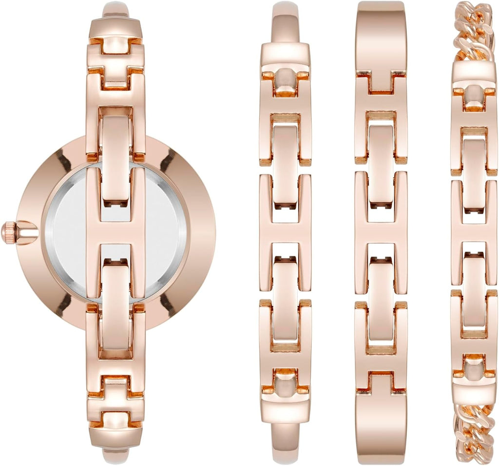 Anne Klein Reloj de pulsera para mujer y juego de pulseras