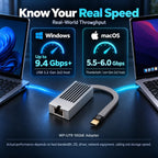 Adaptador USB C a Ethernet de 10 Gb, bajo calor y silencioso, widspii