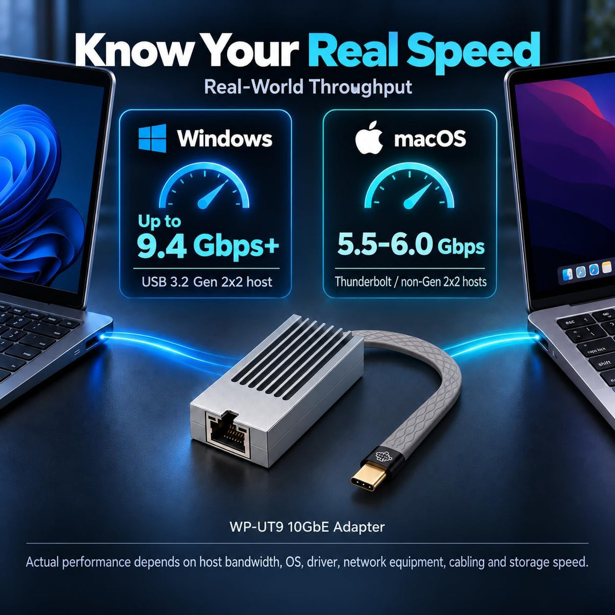 Adaptador USB C a Ethernet de 10 Gb, bajo calor y silencioso, widspii