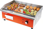 Plancha eléctrica de acero inoxidable de 21.6 pulgadas, 110 V, 1500 W, control de temperatura ajustable, sin humo, parrilla antiadherente para restaurante, interior, cocina, exterior, campamento